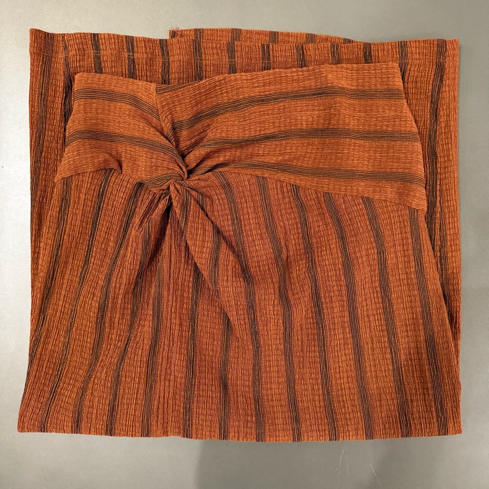 3/$10 🛒🛍️ H&M Brown Striped Twisted Tie Front with Slit Midi Skirt - Size Small